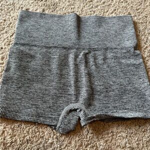 Colsie High Waist Ribbed Shorts in Gray